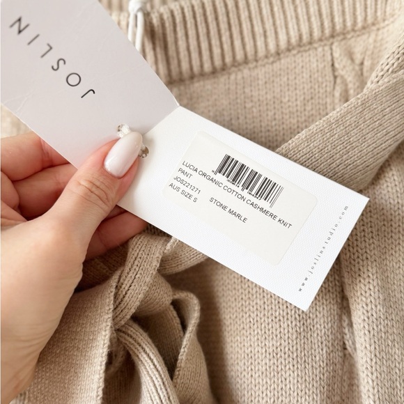 NEW JOSLIN STUDIO Lucia Knit Cotton Cashmere Cream Pants with Belt S(4)Size - Picture 5 of 6
